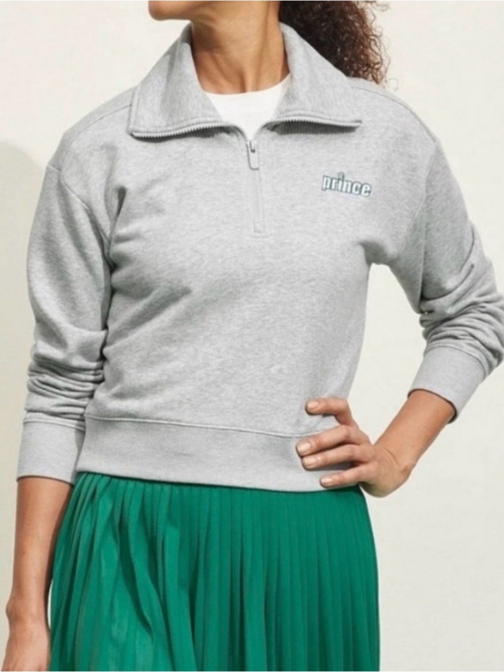 Prince Heather Gray Quarter-Zip Sweatshirt Large
